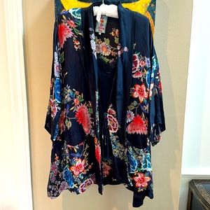 Johnny Was Floral Kimono Jacket - Black and Multicolor